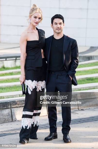 Model/actress Rosie Huntington-Whiteley and fashion designer Joseph Altuzarra are seen arriving to the 2018 CFDA Fashion Awards at Brooklyn Museum on...