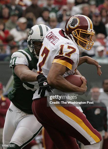 November 4, 2007 Photographer: Toni L. Sandys/TWP Neg #: 195549 East Rutherford, NJ Washington Redskins play the New York Jets at the Meadowlands in...