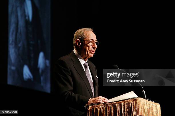 Governor Mario Cuomo speaks at the 150th Anniversary of Lincoln's "Right Makes Might" Speech at the NYU Cooper Union Great Hall on February 25, 2010...