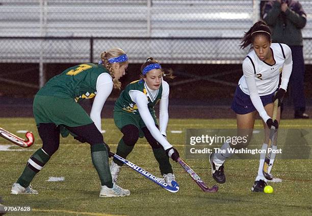 Kevin Clark/The Washington Post Neg #: 195676 Annapolis, MD Reagan Beasley, left, and Kim Copeland of Great Mills battles BCC's Carla Kroner during...