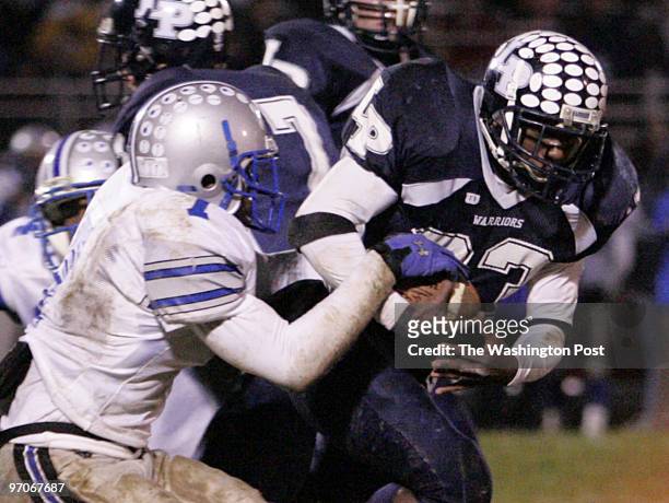 November 09, 2007 CREDIT: Mark Gail/ TWP La Plata, Md. ASSIGNMENT#: 195724 EDITED: mg Lackey's Malcolm Willis tried to strip the ball as he tackled...