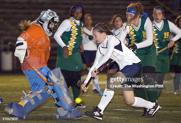 Kevin Clark/The Washington Post Neg #: 195676 Annapolis, MD Mallette Asmuth, right, of BCC attempts a shot with Great Mills' Joselynn Stewart...