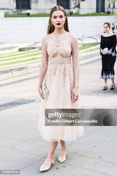 Model Josephine Skriver is seen arriving to the 2018 CFDA Fashion Awards at Brooklyn Museum on June 4, 2018 in New York City.