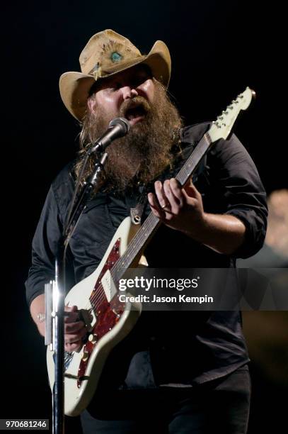 Chris Stapleton performs onstage during the 2018 CMA Music festival at Nissan Stadium on June 9, 2018 in Nashville, Tennessee.