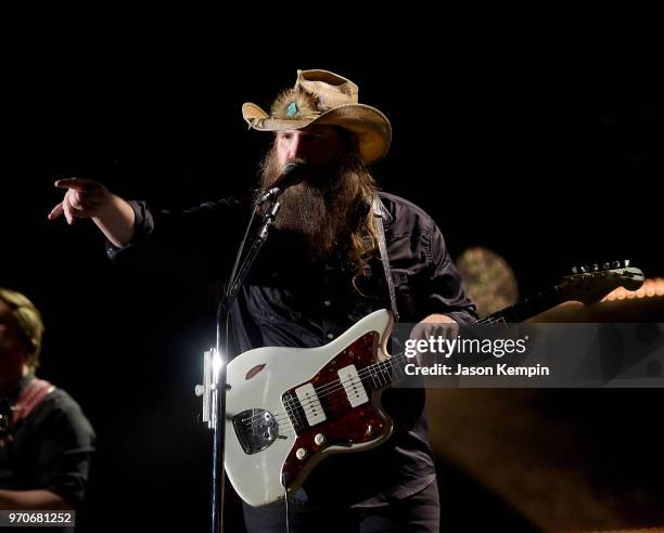 Chris Stapleton performs onstage during the 2018 CMA Music festival at Nissan Stadium on June 9, 2018 in Nashville, Tennessee.