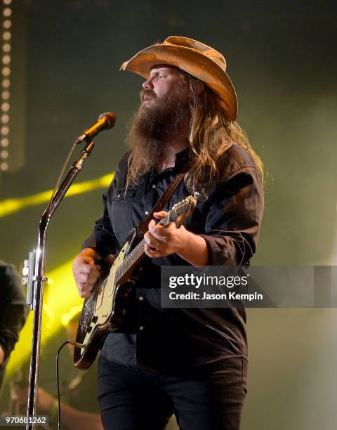 Chris Stapleton performs onstage during the 2018 CMA Music festival at Nissan Stadium on June 9, 2018 in Nashville, Tennessee.