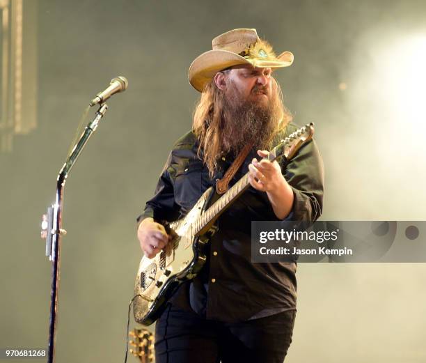 Chris Stapleton performs onstage during the 2018 CMA Music festival at Nissan Stadium on June 9, 2018 in Nashville, Tennessee.