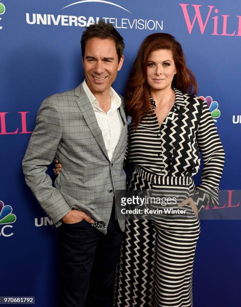 Actors Eric McCormack and Debra Messing arrive at NBC's "Will & Grace" FYC Event at the Harmony Gold Theatre on June 9, 2018 in Los Angeles,...