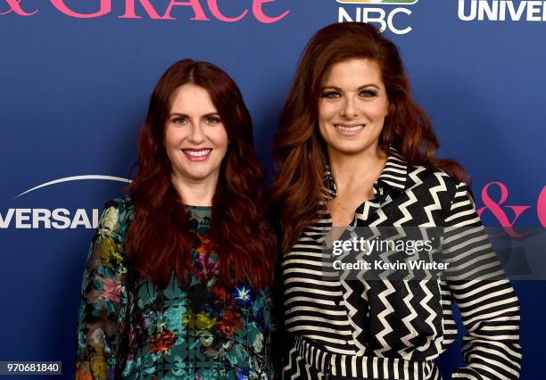 Actresses Megan Mullally and Debra Messing arrive at NBC's "Will & Grace" FYC Event at the Harmony Gold Theatre on June 9, 2018 in Los Angeles,...