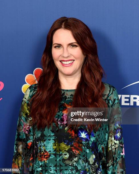 Actress Megan Mullally arrives at NBC's "Will & Grace" FYC Event at the Harmony Gold Theatre on June 9, 2018 in Los Angeles, California.