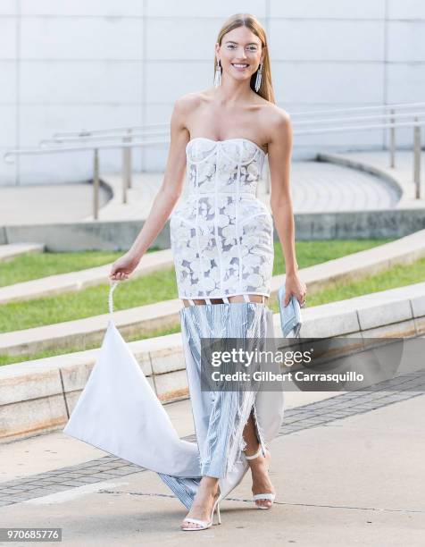 Model Martha Hunt is seen arriving to the 2018 CFDA Fashion Awards at Brooklyn Museum on June 4, 2018 in New York City.