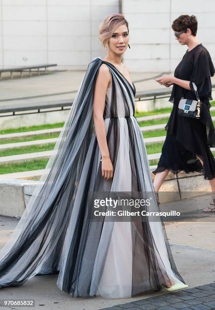 Actress Tao Okamoto is seen arriving to the 2018 CFDA Fashion Awards at Brooklyn Museum on June 4, 2018 in New York City.