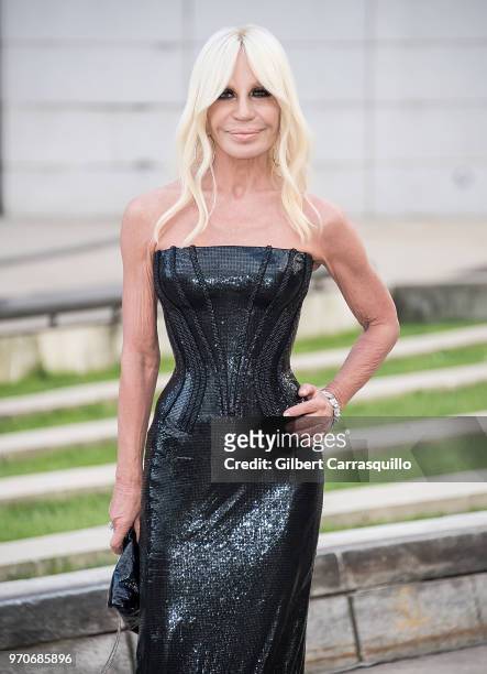 Fashion designer Donatella Versace is seen arriving to the 2018 CFDA Fashion Awards at Brooklyn Museum on June 4, 2018 in New York City.