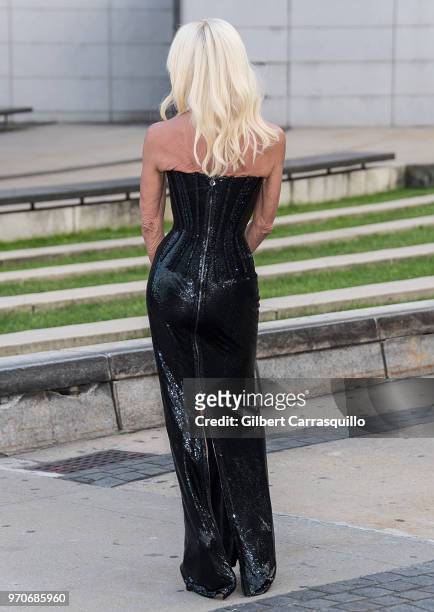 Fashion designer Donatella Versace is seen arriving to the 2018 CFDA Fashion Awards at Brooklyn Museum on June 4, 2018 in New York City.