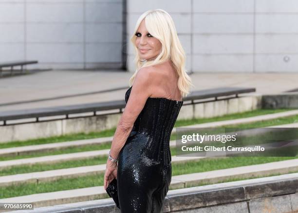 Fashion designer Donatella Versace is seen arriving to the 2018 CFDA Fashion Awards at Brooklyn Museum on June 4, 2018 in New York City.