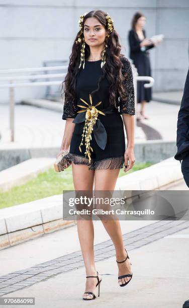 Model Shanina Shaik is seen arriving to the 2018 CFDA Fashion Awards at Brooklyn Museum on June 4, 2018 in New York City.