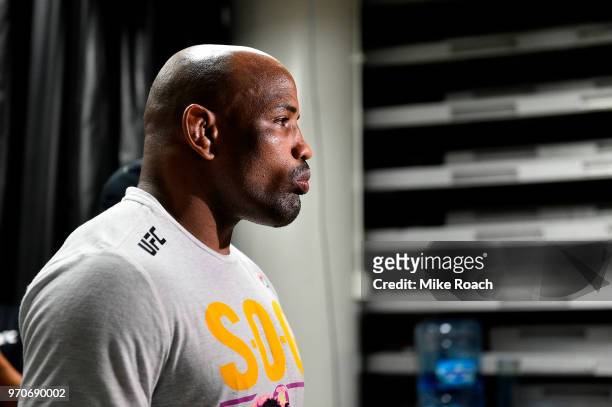 Yoel Romero of Cuba prepares to walk out from backstage prior to facing Robert Whittaker of New Zealand during the UFC 225 event at the United Center...