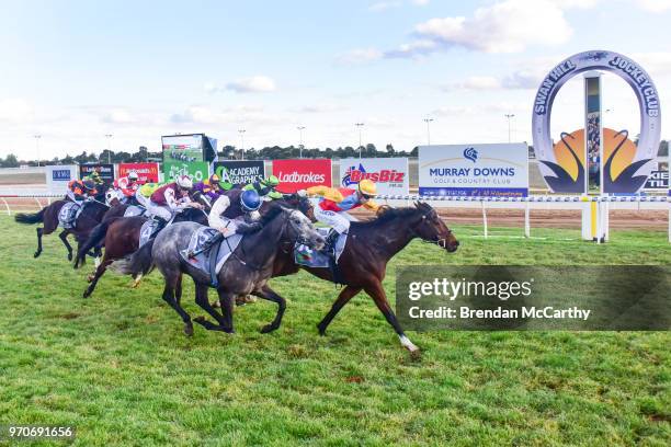 Victory Downs ridden by Cory Parish wins the Murray Downs Swan Hill Cup at Swan Hill Racecourse on June 10, 2018 in Swan Hill, Australia.