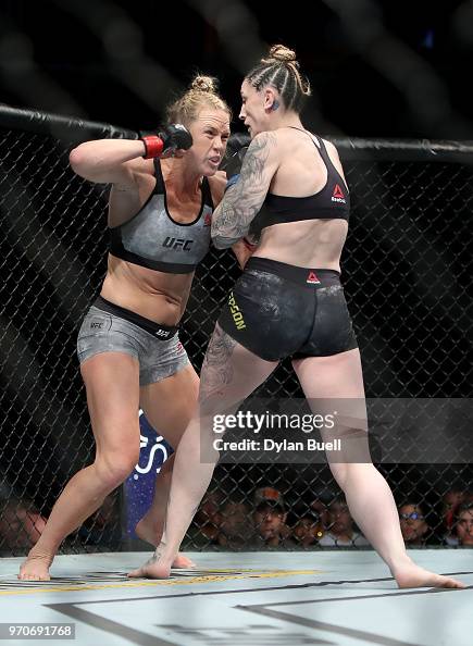Holly Holm attempts a punch against Megan Anderson of Australia