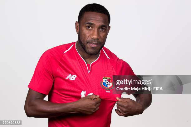 Luis Tejada of Panama poses for a portrait during the official FIFA World Cup 2018 portrait session at the Saransk Olympic Training Center on June 9,...