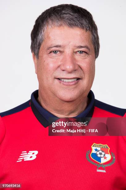 Hernan Dario Gomez of Panama poses for a portrait during the official FIFA World Cup 2018 portrait session at the Saransk Olympic Training Center on...