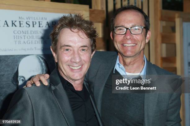 Martin Short and Richard Lovett attends the Opening Night Celebration Of Shakespeare's "Henry IV" at West Los Angeles VA Campus/Japanese Garden on...