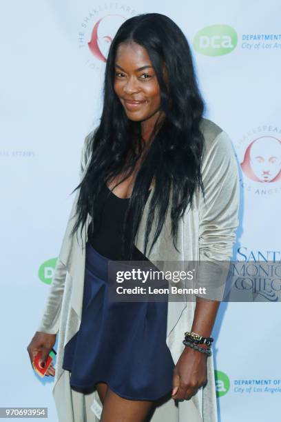 Actress Golden Brooks attends the Opening Night Celebration Of Shakespeare's "Henry IV" at West Los Angeles VA Campus/Japanese Garden on June 9, 2018...