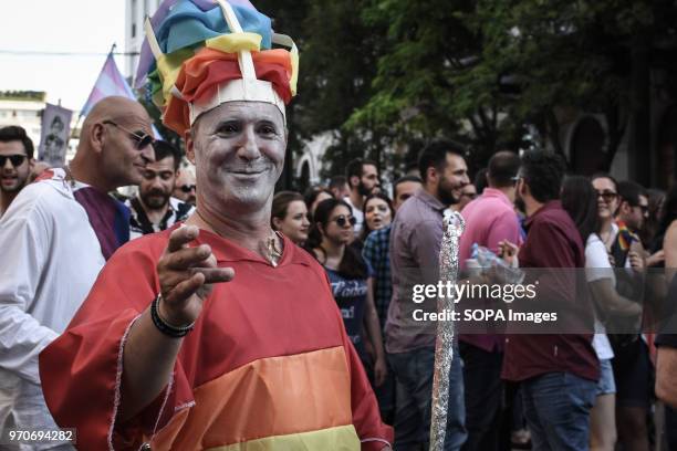 Participant seen at the pride festival. This year's Pride theme was discrimination against women, with transnational women receiving lasting and...