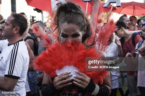 Transsexual participant seen at the pride festival. This year's Pride theme was discrimination against women, with transnational women receiving...