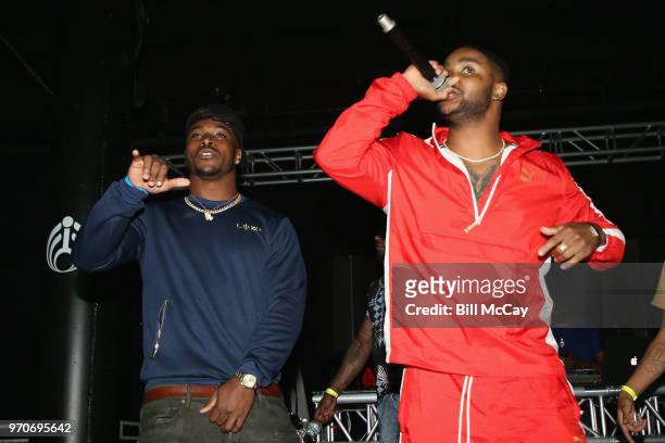 Philaladelphia Eagles running back Corey Clement and brother Stephen Clement Jr. Perform at the Dave East Birthday Bash at Indie June 9, 2018 in...