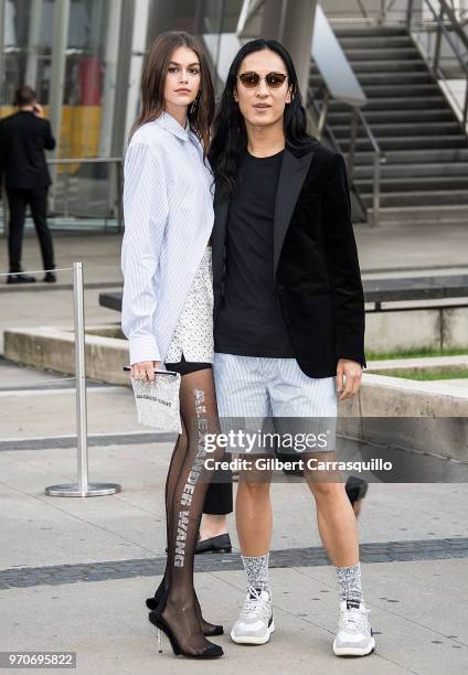 Model Kaia Jordan Gerber and fashion designer Alexander Wang are seen arriving to the 2018 CFDA Fashion Awards at Brooklyn Museum on June 4, 2018 in...