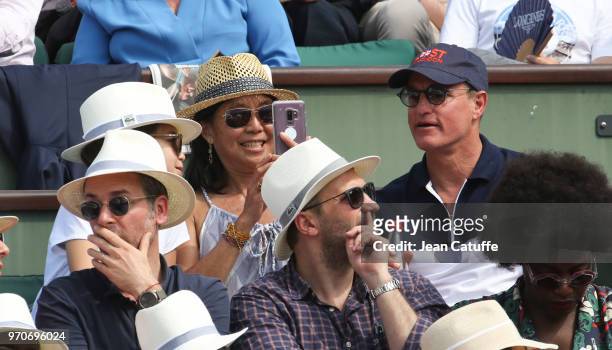 Woody Harrelson, his wife Laura Louie and their daughter Makani Harrelson attend the women's final during Day 14 of the 2018 French Open at Roland...