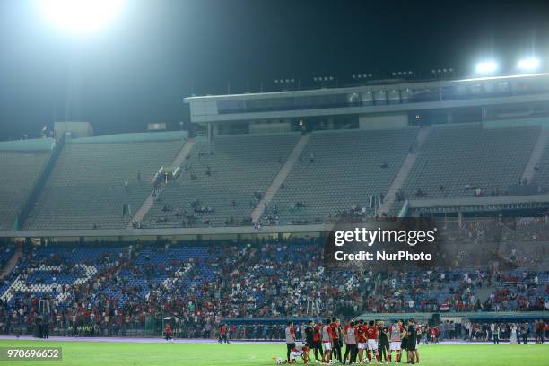 Egypt's national team footballer during the final practice training session at Cairo international stadium in Cairo on June 9, 2018.