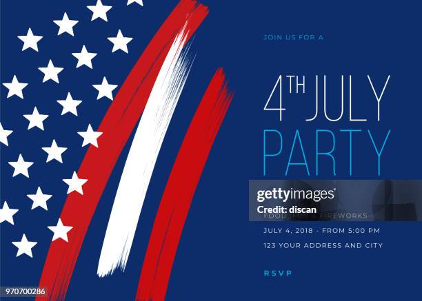 stockillustraties, clipart, cartoons en iconen met fourth of july feest uitnodiging sjabloon - amerikaanse cultuur