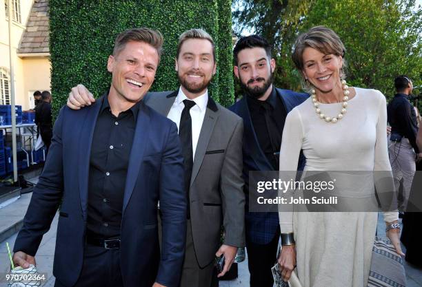 Jon Rollo, Lance Bass, Michael Turchin and Wendy Malick attend the Environmental Media Association 1st Annual Honors Benefit Gala on June 9, 2018 in...