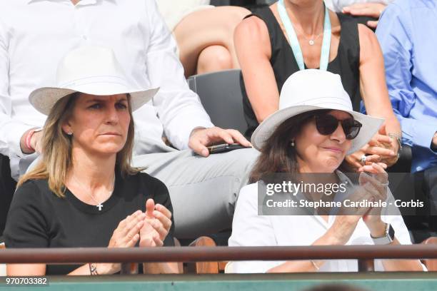 Arantxa Sanchez Vicario and Paris Mayor Anne Hidalgo attend the Women Final of the 2018 French Open - Day Fourteen at Roland Garros on June 9, 2018...