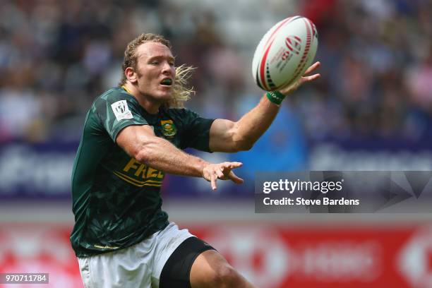 Werner Kok of South Africa in action during the Cup quarter final match between South Africa and Spain during the HSBC Paris Sevens at Stade Jean...