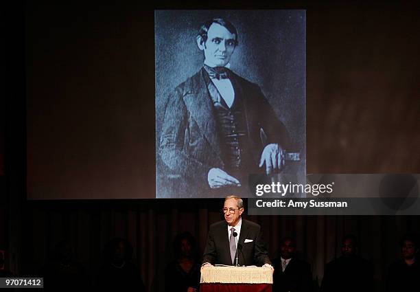 Governor Mario Cuomo speaks at the 150th Anniversary of Lincoln's "Right Makes Might" Speech at the NYU Cooper Union Great Hall on February 25, 2010...