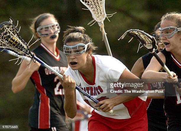 May 3,2008 Photographer: Toni L. Sandys/TWP Neg #: 201207 Rockville, MD Girls lacrosse Quince Orchard at Wootton -- Two of the top girls teams in...