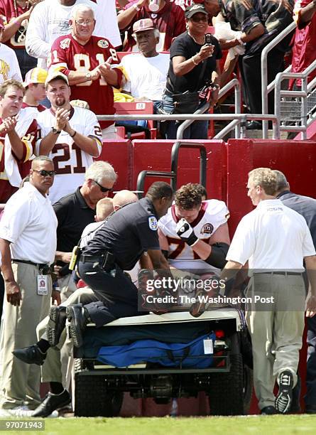 September 09, 2007 NEG#: 193920 CREDIT: Preston Keres/TWP EDITTED: Remote Landover, Md. Dolphins at Redskins. Here, Redskins tackle Jon Jansen is...