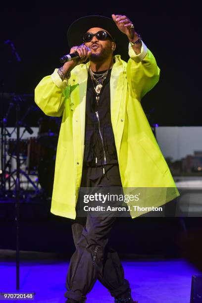 Singer Ro James performs on stage at Chene Park on June 9, 2018 in Detroit, Michigan.