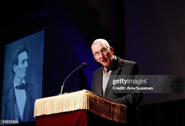 Rhode Island Chief Justice Frank Williams speaks at the 150th Anniversary of Lincoln's "Right Makes Might" Speech at the NYU Cooper Union Great Hall...