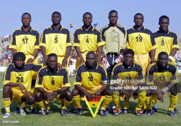 Les "Black Star" du Ghana posent pour les photographes le 21 janvier 2002 au stade Amary Daou de Segou au Mali. Baffour Gyan, John Mensah, S. Sammuel...