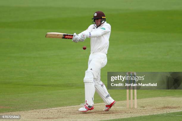 Rikki Clarke of Surrey bats during the Specsavers County Championship Division One match between Hampshire and Surrey at Ageas Bowl on June 10, 2018...