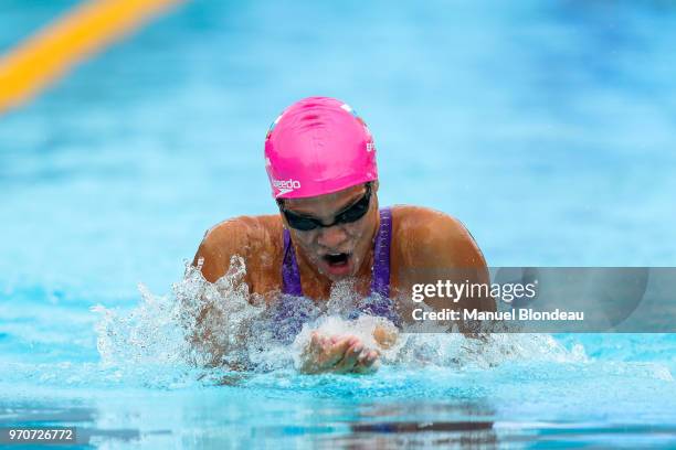 Yuliya Efimova of Russia competes during the 50m breaststroke during the Mare Nostrum 2018 on June 9, 2018 in Canet-en-Roussillon, France.