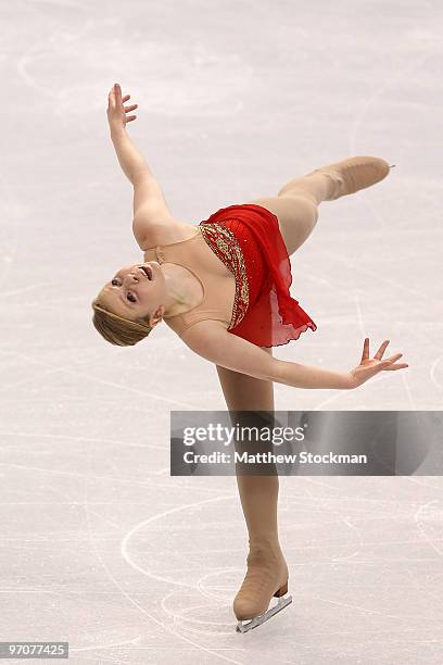 Rachael Flatt of the United States competes in the Ladies Free Skating on day 14 of the 2010 Vancouver Winter Olympics at Pacific Coliseum on...