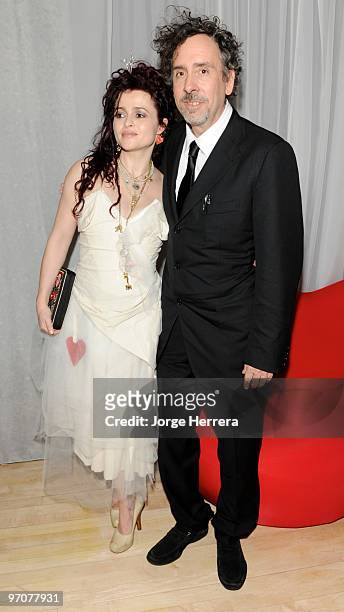 Helena Bonham Carter and Tim Burton arrive for the Royal world premiere 'Alice In Wonderland' after party at The Sanderson Hotel on February 25, 2010...
