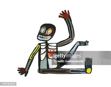 Skeleton Hello. Sign Friendly Skeleton Waving Hello High-Res Vector Graphic - Getty Images