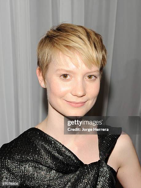 Mia Wasikowska arrives for the Royal world premiere 'Alice In Wonderland' after party at The Sanderson Hotel on February 25, 2010 in London, England.