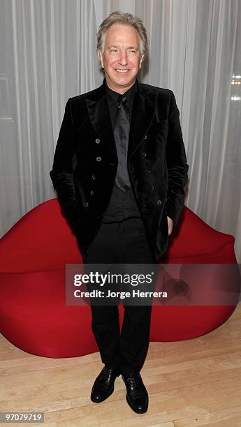 Alan Rickman arrives for the Royal world premiere 'Alice In Wonderland' after party at The Sanderson Hotel on February 25, 2010 in London, England.